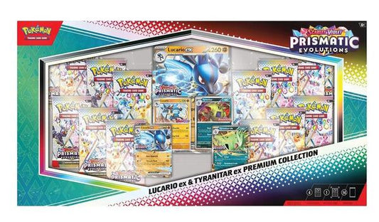 Factory-sealed Prismatic Evolutions Lucario ex & Tyranitar ex Premium Collection (Sam's Club) – Pokémon TCG