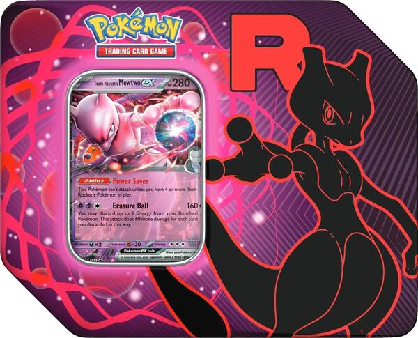 Factory-sealed Team Rocket Tin [Team Rocket's Mewtwo ex] – Pokémon TCG