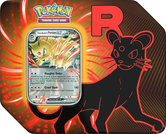 Factory-sealed Team Rocket Tin [Team Rocket's Persian ex] – Pokémon TCG