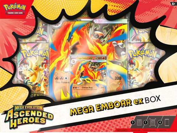 Factory-sealed Ascended Heroes Mega Emboar ex Box – Pokémon TCG