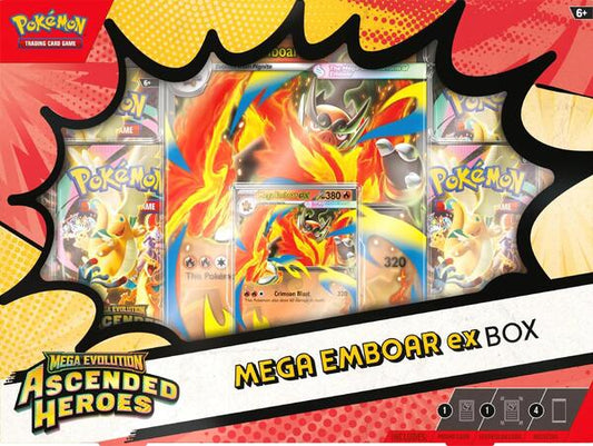 Factory-sealed Ascended Heroes Mega Emboar ex Box – Pokémon TCG