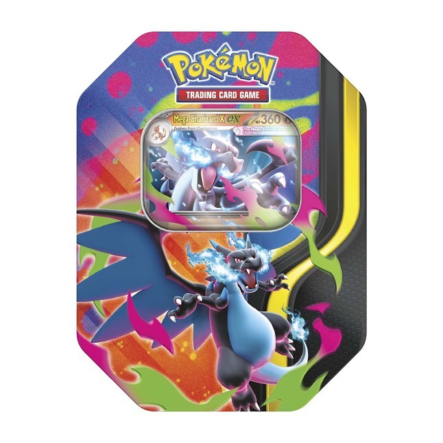 Factory-sealed Mega Charizard Tin (Mega Charizard X) – Pokémon TCG