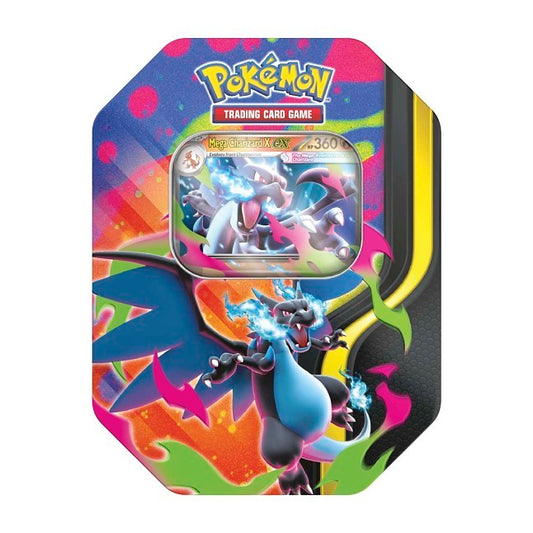 Factory-sealed Mega Charizard Tin (Mega Charizard X) – Pokémon TCG